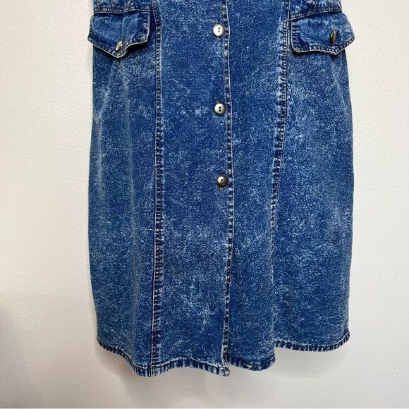 Vintage License Acid Wash Blue Denim Embellished Jumper Dress Women Size Small - Picture 6 of 14